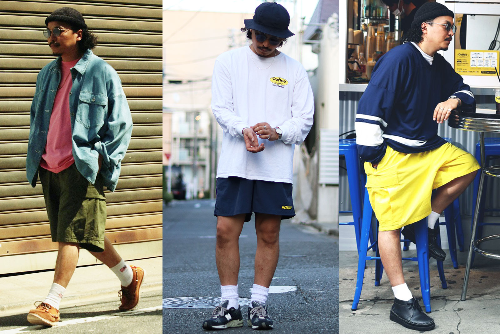 メンズ向け ハーフパンツ X 靴下 の合わせ方